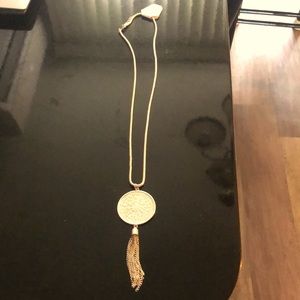 Long necklace pendant tassel silver new with tags